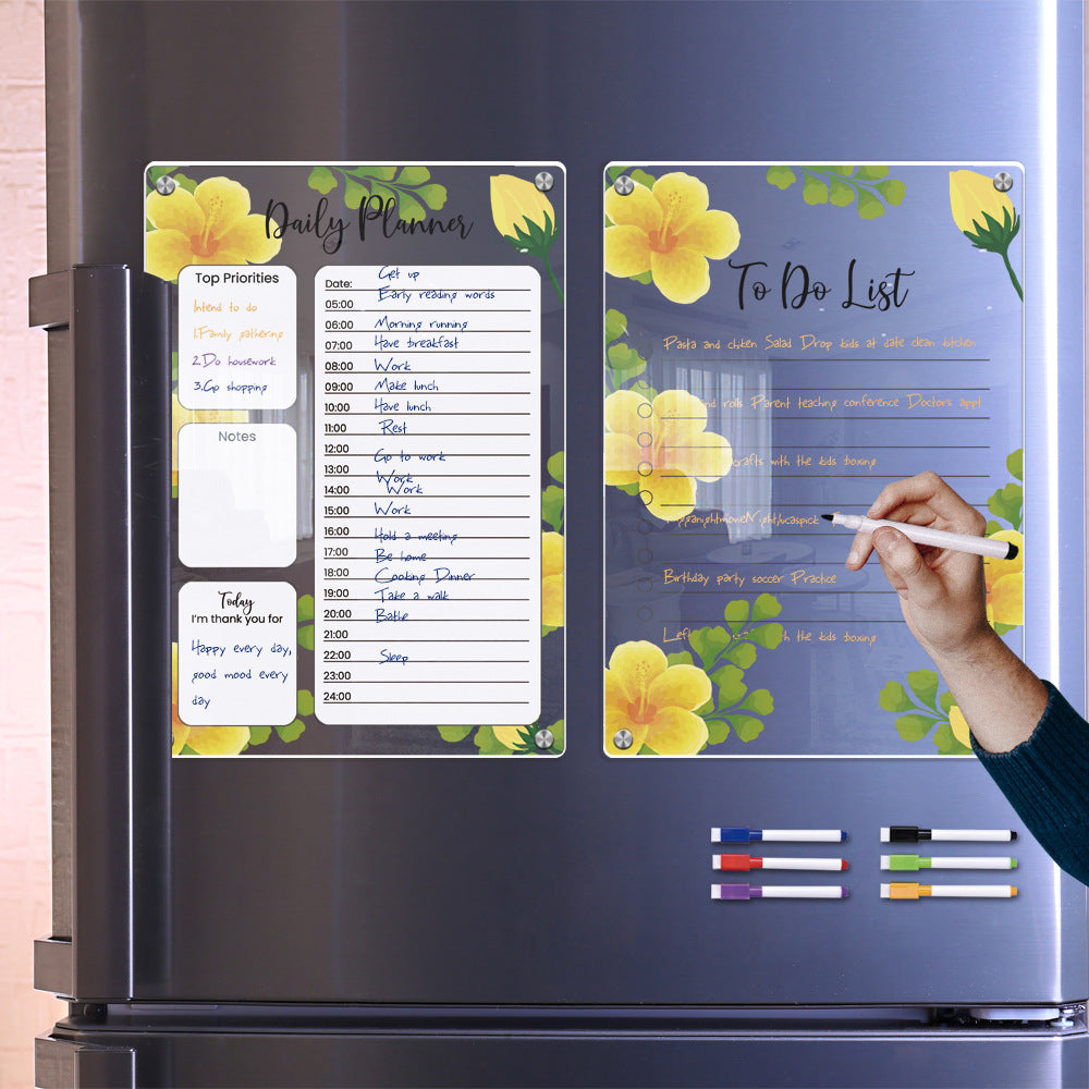 Magnetic Dry Erase Acrylic Weekly Planner for Refrigerator