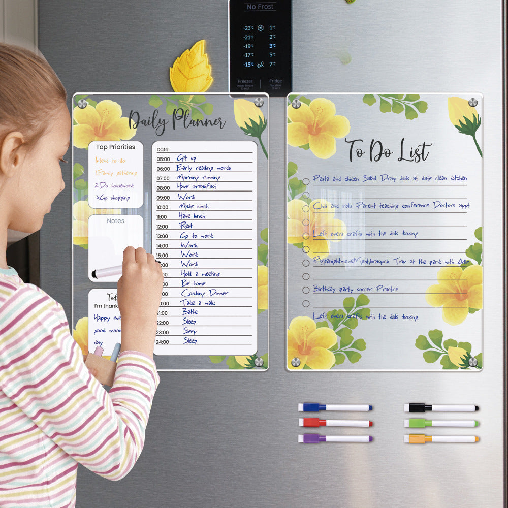 Magnetic Dry Erase Acrylic Weekly Planner for Refrigerator
