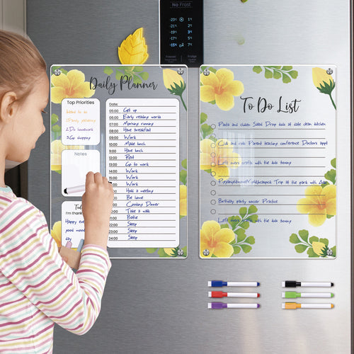 Magnetic Dry Erase Acrylic Weekly Planner for Refrigerator